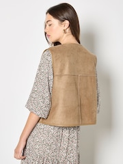 Apricot Brown Reversible Borg Suede Gilet - Image 4 of 6