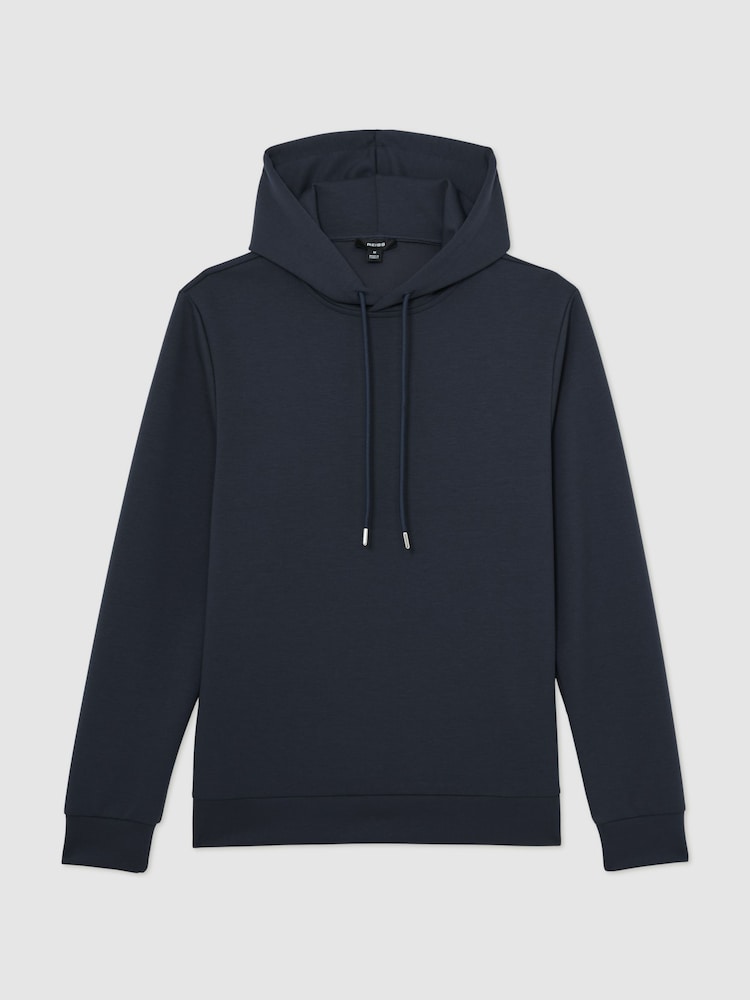 Reiss Airforce Blue Fabien Premium Interlock-Jersey Hoodie - Image 2 of 6