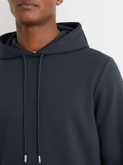 Reiss Airforce Blue Fabien Premium Interlock-Jersey Hoodie - Image 4 of 6
