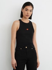 Reiss Black Lella McLaren Racing Speedmark Waffle Vest - Image 1 of 7