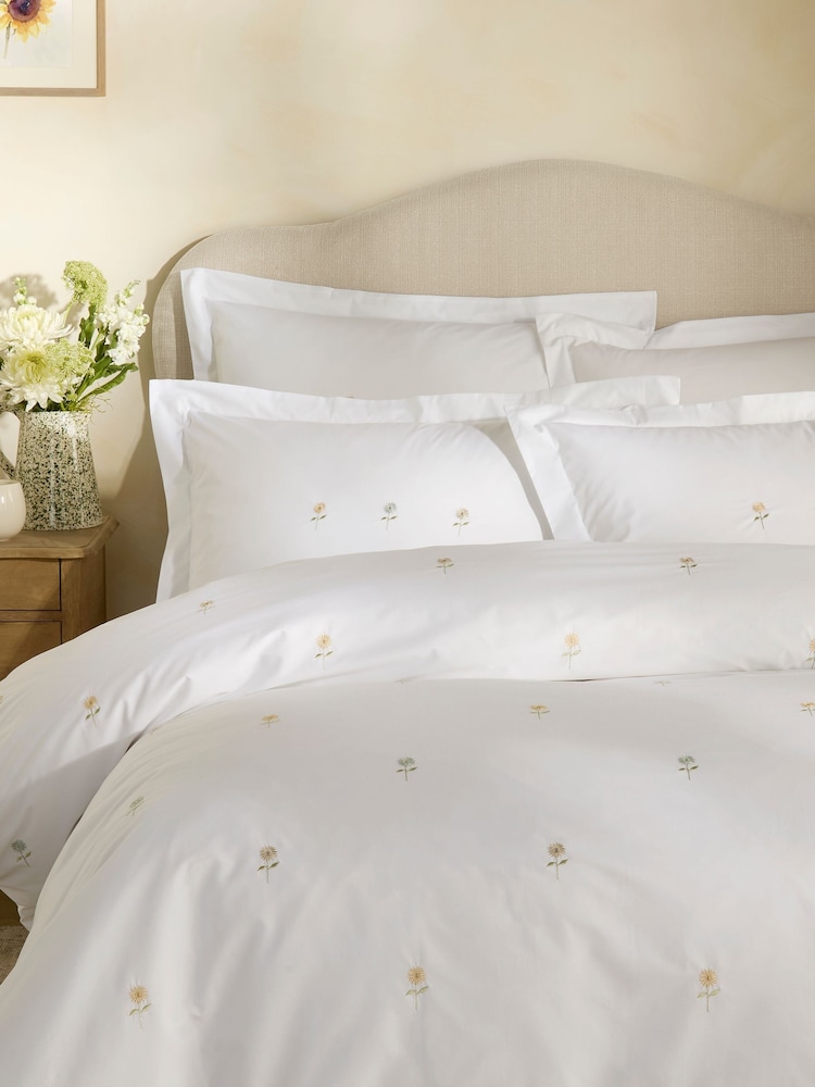 Sophie Allport Set of 2 Embroidered Sunflowers 200 Thread Count Pillowcases - Bild 1 von 3