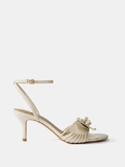 Mint Velvet Cream Rae Leather Tassel Heeled Sandals - Image 1 of 4