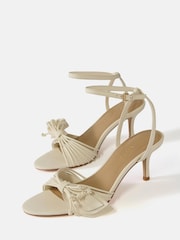 Mint Velvet Cream Rae Leather Tassel Heeled Sandals - Image 2 of 4