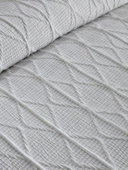 Serene White Crinkle Stripe Textured Duvet Cover Set - Image 3 of 3