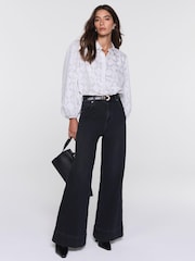 Mint Velvet Grey Diamond Striped Jacquard Shirt - Image 4 of 8