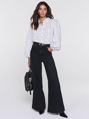 Mint Velvet Grey Diamond Striped Jacquard Shirt - Image 6 of 8