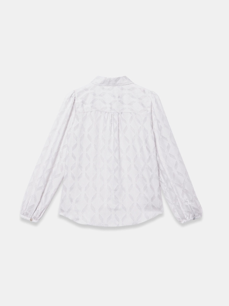 Mint Velvet Grey Diamond Striped Jacquard Shirt - Image 8 of 8