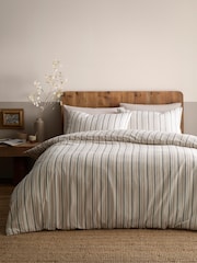 Appletree Natural Yarn Dyed Thin Stripe Woven Duvet Cover Set - Image 1 of 3