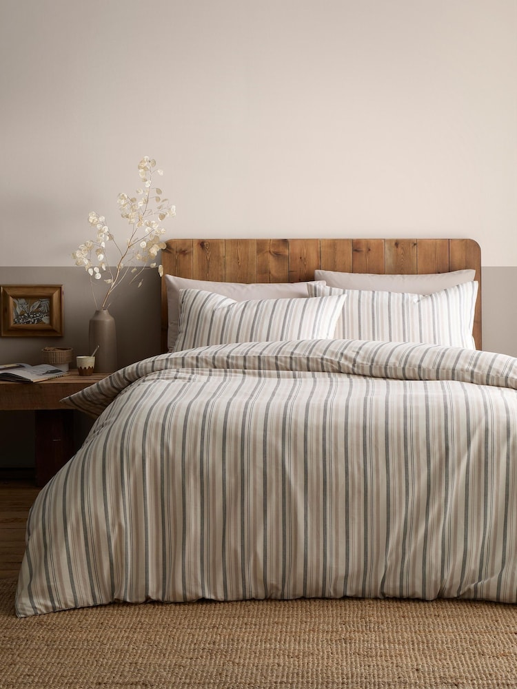 Appletree Natural Yarn Dyed Thin Stripe Woven Duvet Cover Set - Image 1 of 3