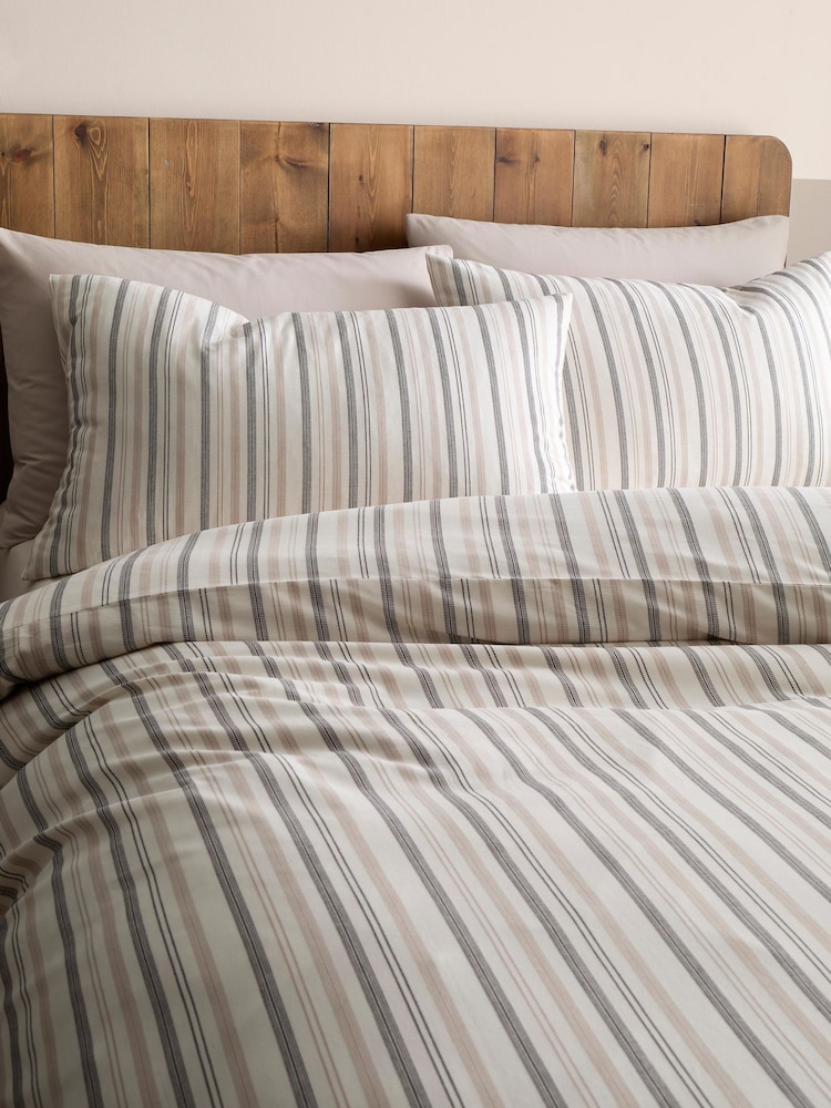Appletree Natural Yarn Dyed Thin Stripe Woven Duvet Cover Set - Image 2 of 3