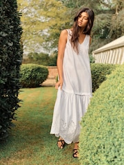 The Set Cotton Broderie Midi Dress White - Image 3 of 7