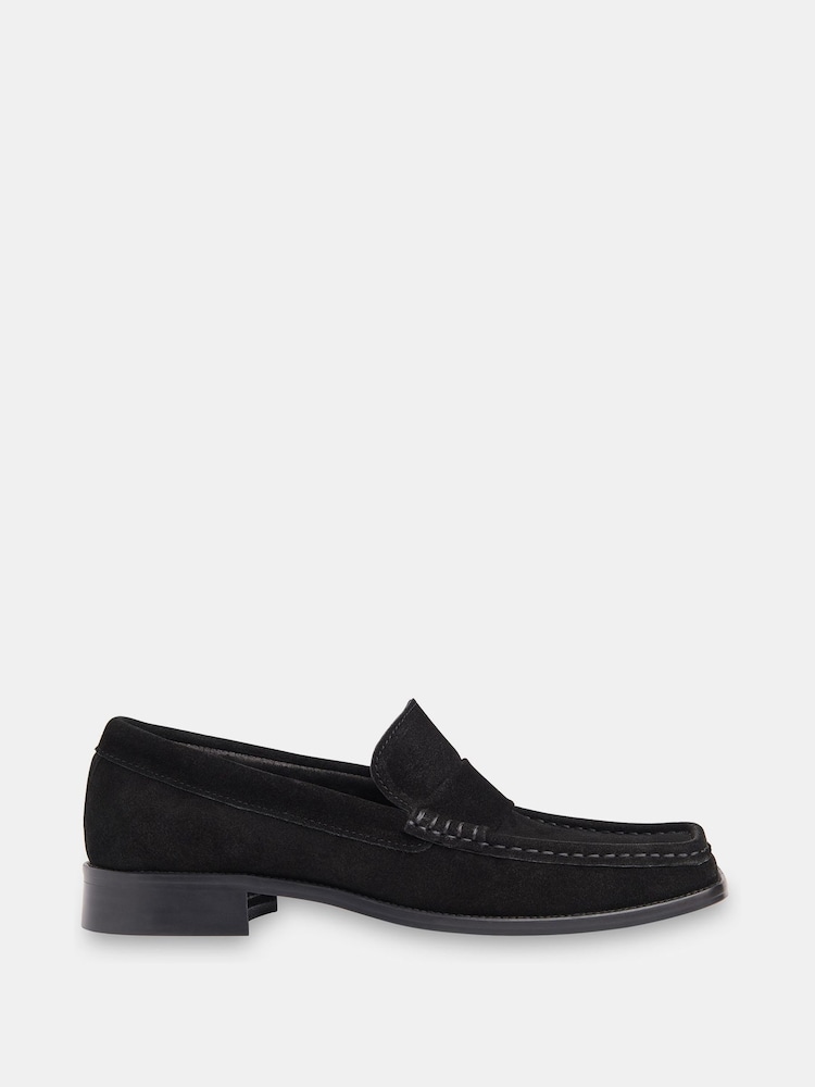 Whistles Black Mora Suede Square Toe Loafers - Image 2 of 4