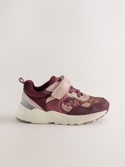 Burgundy Red Glitter Standard Fit (F) Elastic Lace Touch Fasten Trainers - Image 2 of 5