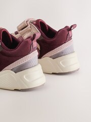 Burgundy Red Glitter Standard Fit (F) Elastic Lace Touch Fasten Trainers - Image 4 of 5