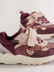 Burgundy Red Glitter Standard Fit (F) Elastic Lace Touch Fasten Trainers - Image 5 of 5