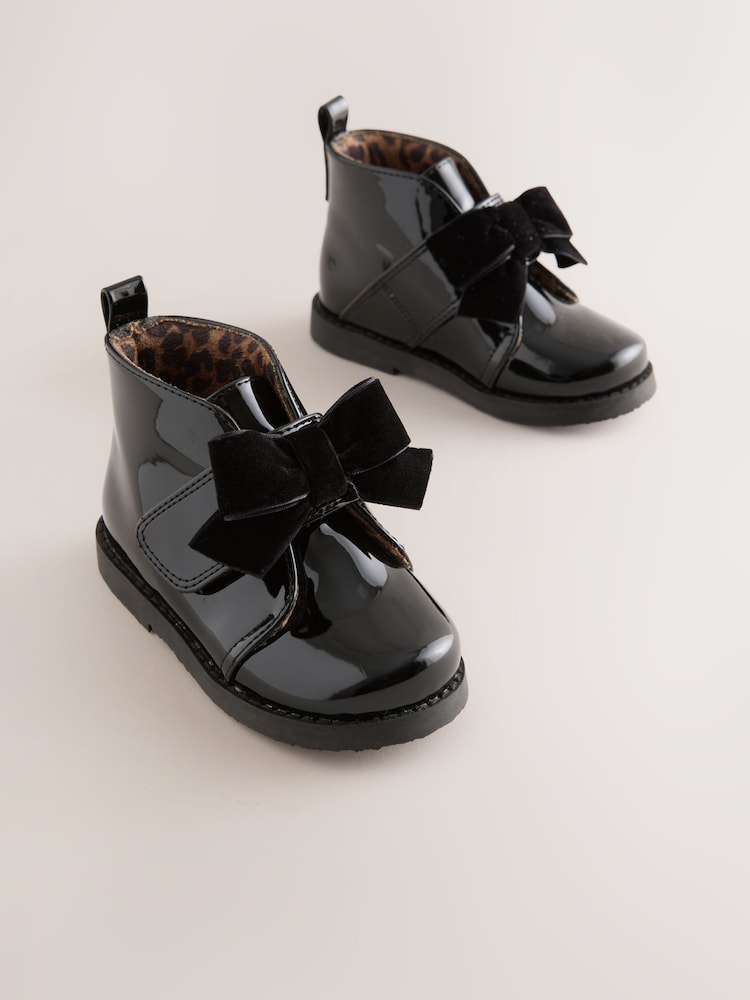 Black Bow Detail Ankle Boots - Image 1 of 5 Black Bow Detail Ankle Boots - Image 1 of 5