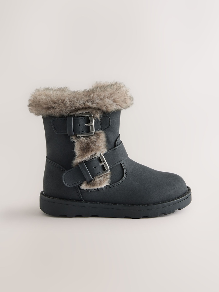 Қара - Fur Lined Buckle Boots - 5суретінің 2 суреті Қара - Fur Lined Buckle Boots - 5суретінің 2 суреті