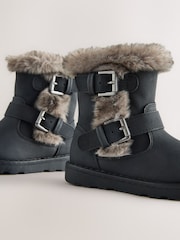 Қара - Fur Lined Buckle Boots - 5суретінің 3 суреті