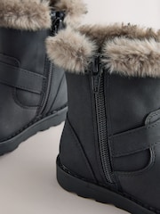 Қара - Fur Lined Buckle Boots - 5суретінің 4 суреті