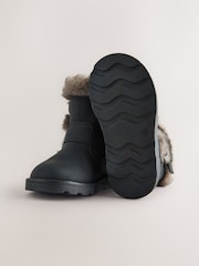 Қара - Fur Lined Buckle Boots - 5суретінің 5 суреті