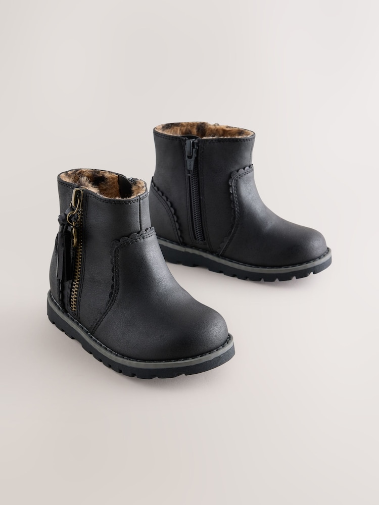 Black Standard Fit (F) Chelsea Zip Tassel Ankle Boots - Image 1 of 5 Black Standard Fit (F) Chelsea Zip Tassel Ankle Boots - Image 1 of 5