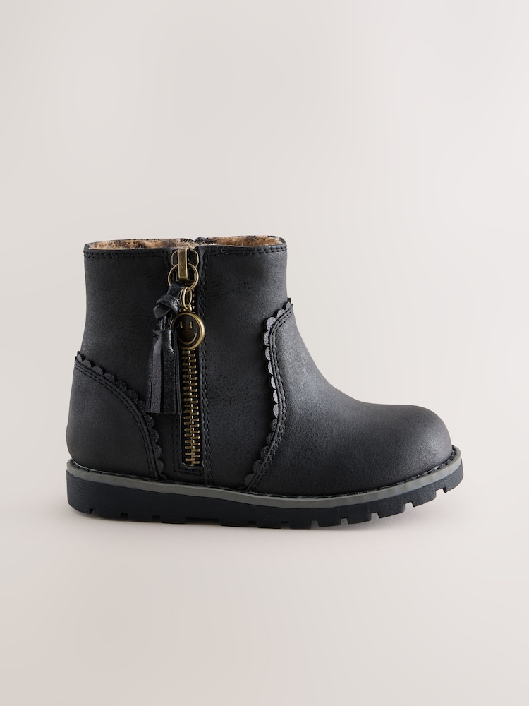 Black Standard Fit (F) Chelsea Zip Tassel Ankle Boots - Image 2 of 5 Black Standard Fit (F) Chelsea Zip Tassel Ankle Boots - Image 2 of 5