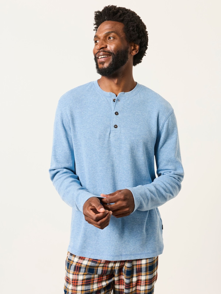 Bleu clair - Haut de pyjama Henley FatFace - Image 1 de 7