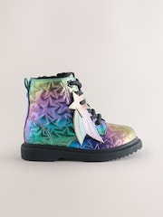 Multi Rainbow Standard Fit (F) Lace Up Ankle Boots - Image 2 of 6