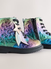 Multi Rainbow Standard Fit (F) Lace Up Ankle Boots - Image 3 of 6