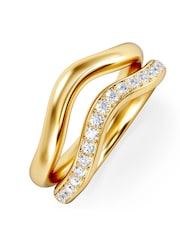 The Diamond Store White Duo Wave Stacking Lab Diamond Ring 0.26ct in 9K Gold - Image 2 of 7