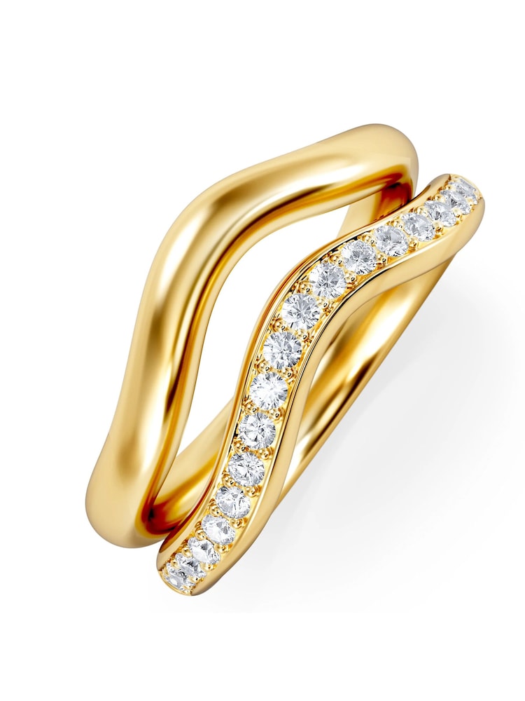 The Diamond Store White Duo Wave Stacking Lab Diamond Ring 0.26ct in 9K Gold - Image 2 of 7