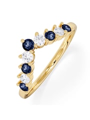 The Diamond Store Blue Yellow Sapphire and Lab Diamond Wishbone Ring in 9K Yellow Gold - Image 3 of 6