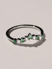 The Diamond Store Green White Emerald and Lab Diamond Wishbone Ring in 9K Yellow Gold - Image 1 of 6