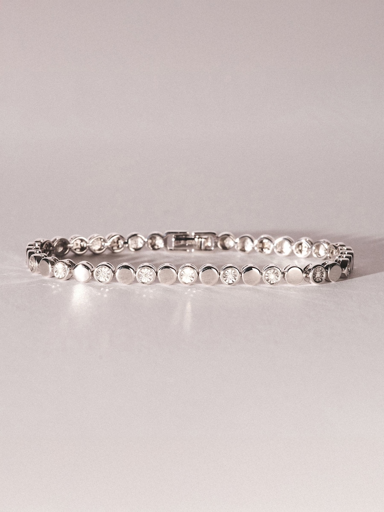 The Diamond Store White Lab Diamond Tennis Bracelet Round Cut 0.10ct H/SI Silver - Image 1 of 5