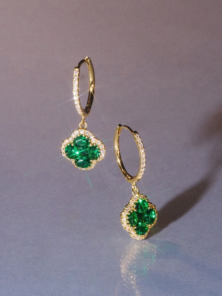 The Diamond Store Green Alegria Lab Emerald Earrings 1.50ct in 18k Gold Vermeil - Image 4 of 4