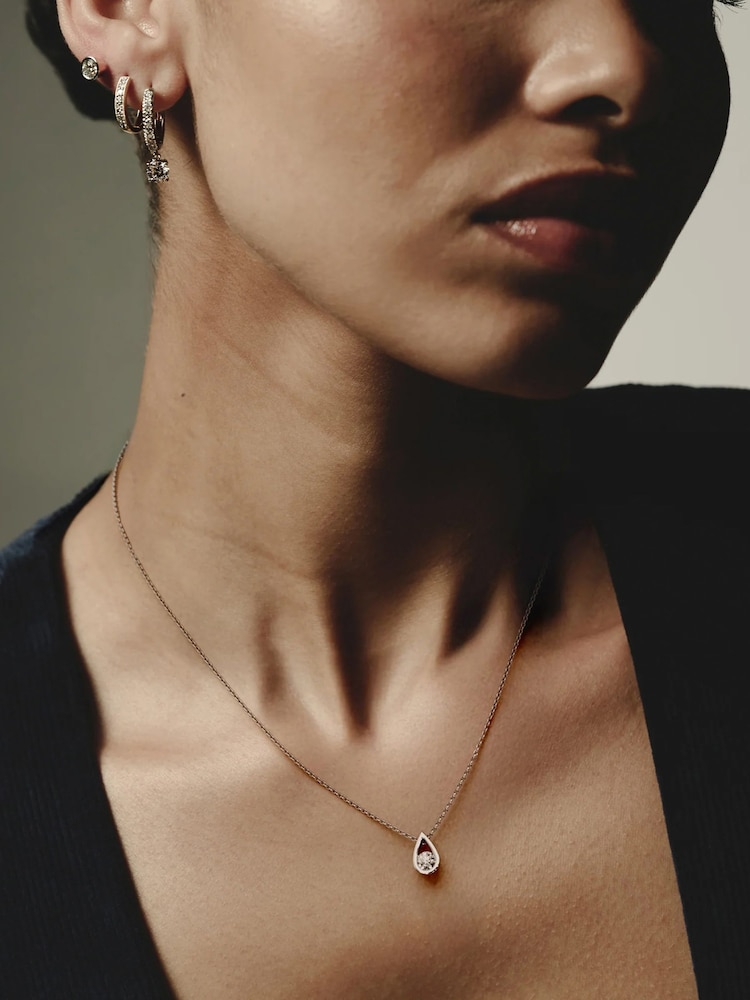 The Diamond Store White Teardrop 0.21ct Round Cut Lab Grown Stud Earrings in Sterling Silver - Image 2 of 3