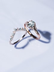 The Diamond Store Blue White Aquamarine and Lab Diamond Wishbone Ring in 9K Gold - Image 2 of 7