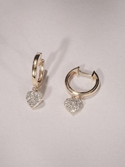 The Diamond Store White Heart Pave Drop Huggie Lab Diamond Earrings 0.29ct in 18k Gold Vermeil - Image 1 of 7