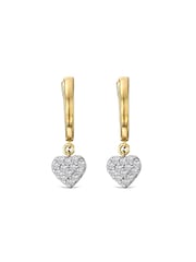 The Diamond Store White Heart Pave Drop Huggie Lab Diamond Earrings 0.29ct in 18k Gold Vermeil - Image 3 of 7