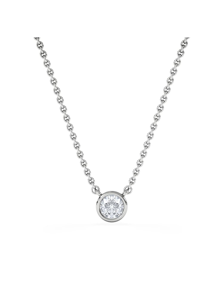 The Diamond Store White Horizon Round Cut Lab Diamond Solitaire Necklace 0.25ct H/SI in 925 Silver - Image 1 of 7