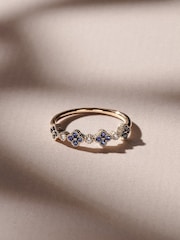 The Diamond Store Blue Alegria 4 Clover Lab Ruby Ring 0.18ct in 18k Gold Vermeil - Image 1 of 5