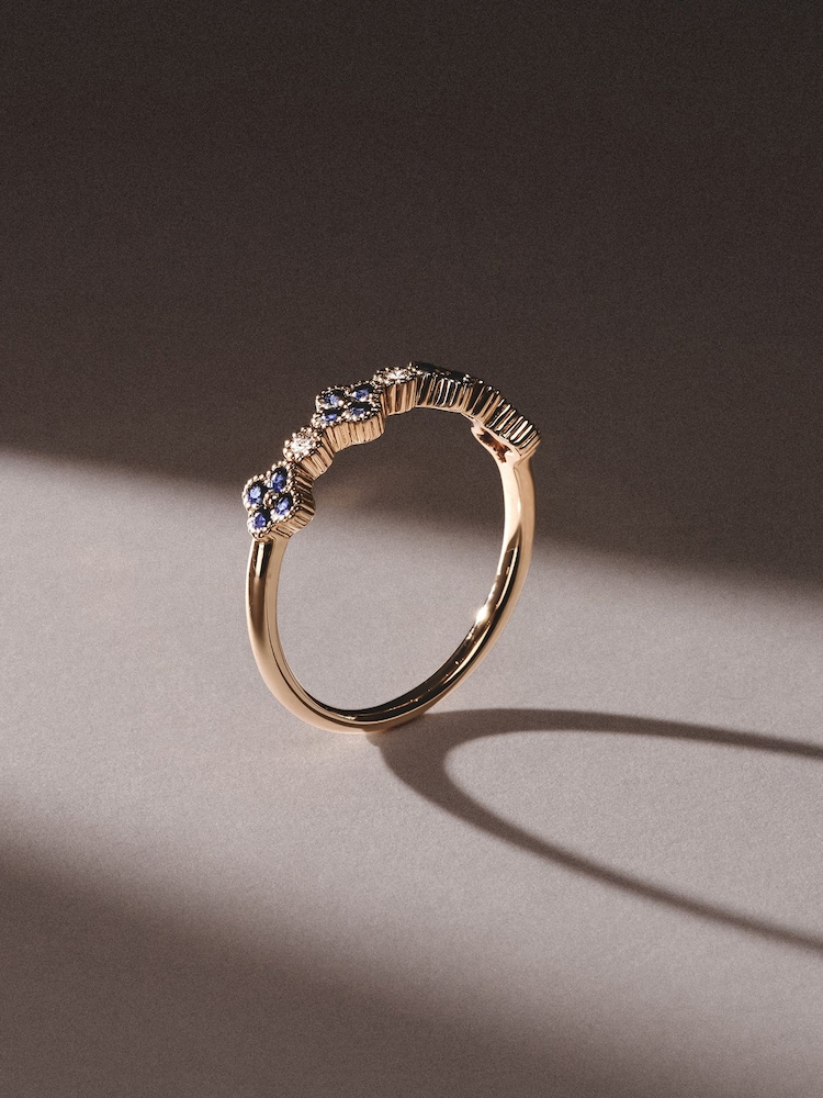 The Diamond Store Blue Alegria 4 Clover Lab Ruby Ring 0.18ct in 18k Gold Vermeil - Image 2 of 5