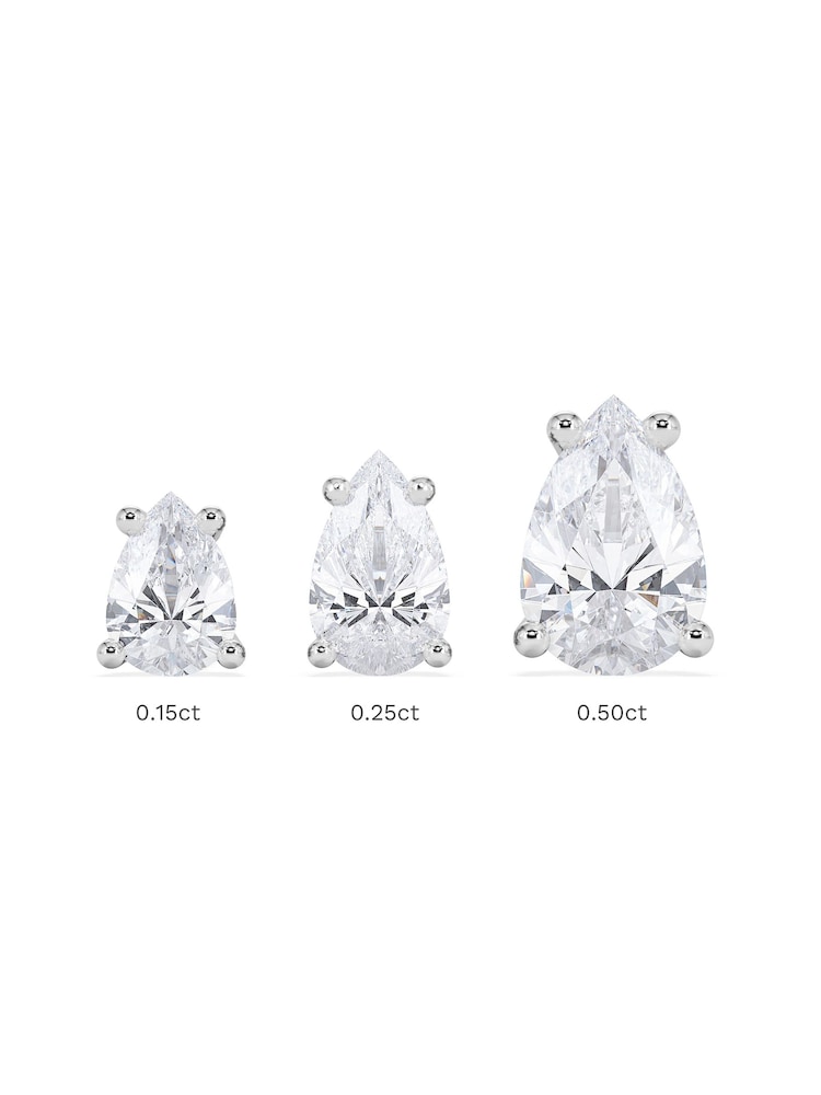 The Diamond Store White Naomi Pear Cut Lab Diamond Stud Earrings 0.30ct H/SI in 925 Silver - Image 2 of 8