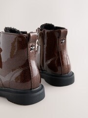 Bronze Shimmer Standard Fit (F) Lace Up Ankle Boots - Image 4 of 5