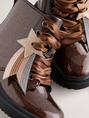 Bronze Shimmer Standard Fit (F) Lace Up Ankle Boots - Image 5 of 5