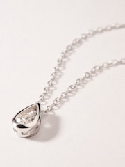 The Diamond Store Sterling Silver Teardrop 0.10ct Round Cut Lab Grown Solitaire Pendant Necklace - Image 1 of 5