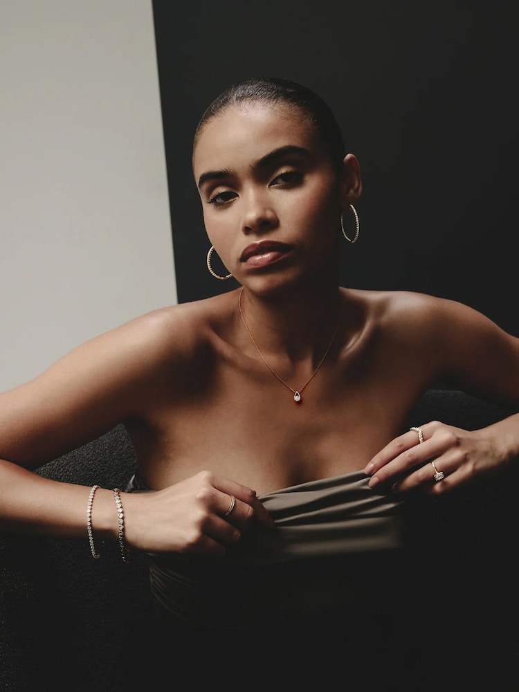 The Diamond Store Sterling Silver Teardrop 0.10ct Round Cut Lab Grown Solitaire Pendant Necklace - Image 5 of 5