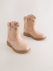 Pink Shimmer Western Ankle Boots - Image 1 of 5