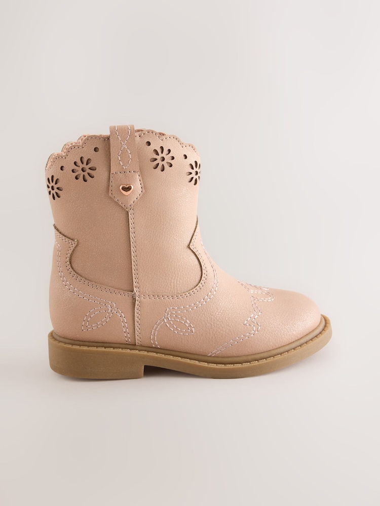 Pink Shimmer Western Ankle Boots - Image 2 of 5 Pink Shimmer Western Ankle Boots - Image 2 of 5