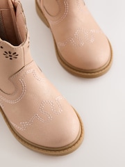 Pink Shimmer Western Ankle Boots - Image 4 of 5